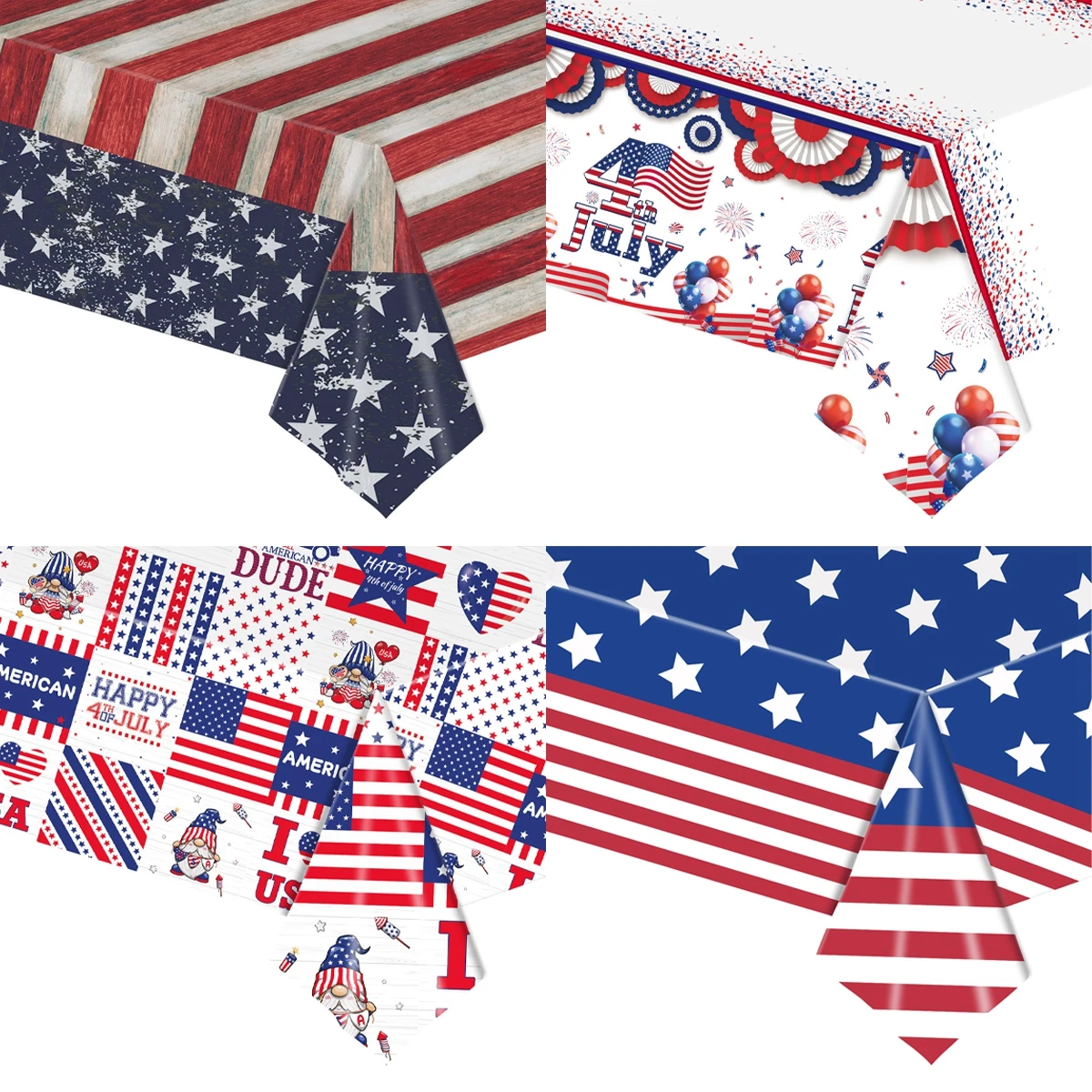 

1pc Independence Day Theme Party Tablecloth Decor Thickened Waterproof Oil Resistant American Flag Tablecloths 4th of July