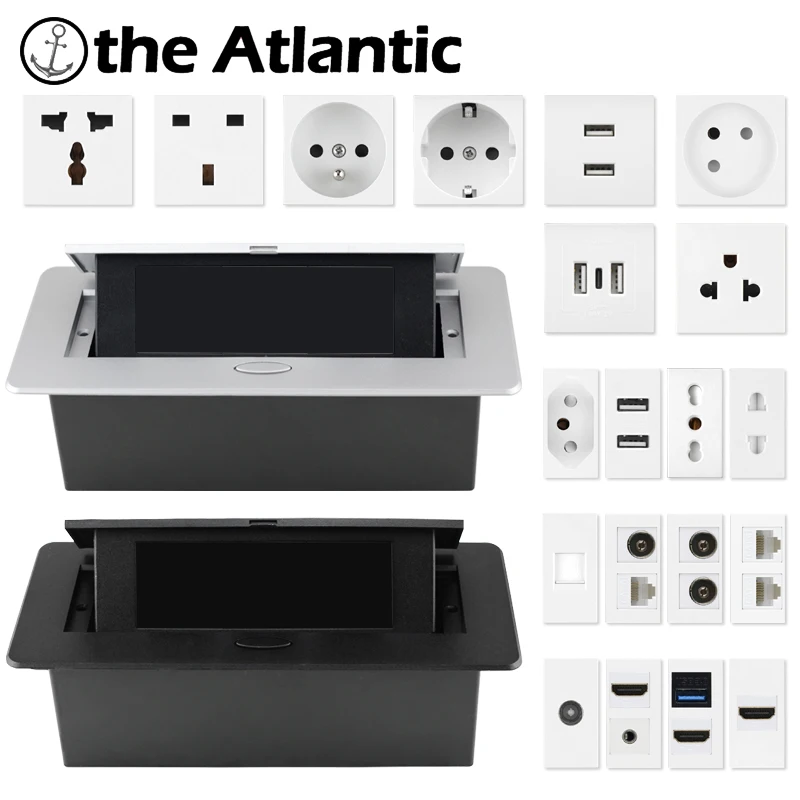 DIY Table Desktop Pop-Up Sockets Hidden EU FR AU US Plug Outlet With USB HDMI RJ45 Type C TV Multifunctional In The Countertop