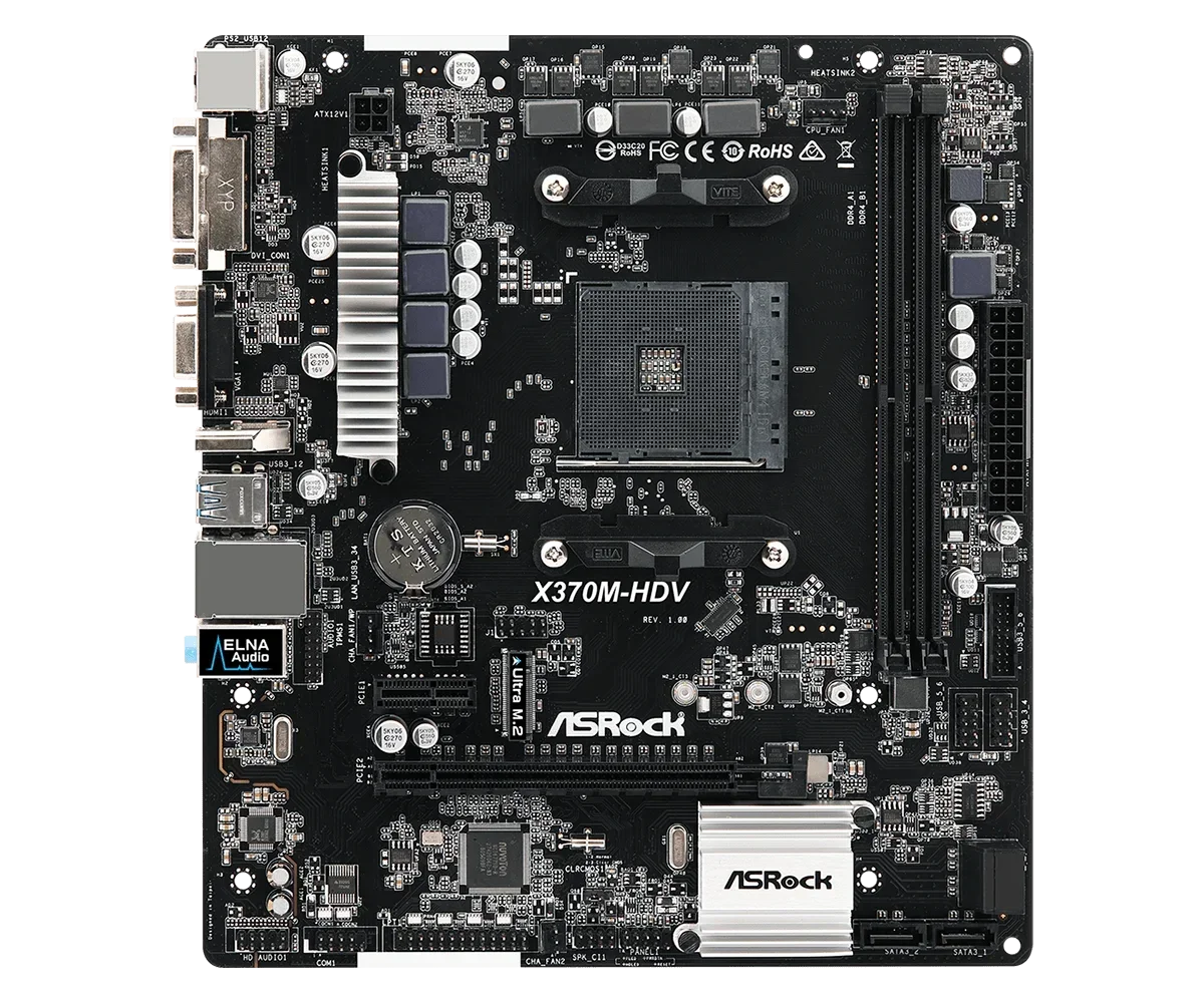 

Refurbished X370M-HDV AMD X370M AM4 M-ATX mATX Micro-ATX Motherboard 2× DDR4 32GB PCI-E 3 4x SATA3 1× M.2 Support Ryzen1-Ryzen5