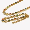 E.B.belle Multicolor Luxury Round Zircon Necklace Bracelet PVD Plated Stainless Steel Classic Style Party Shiny Chic Jewelry