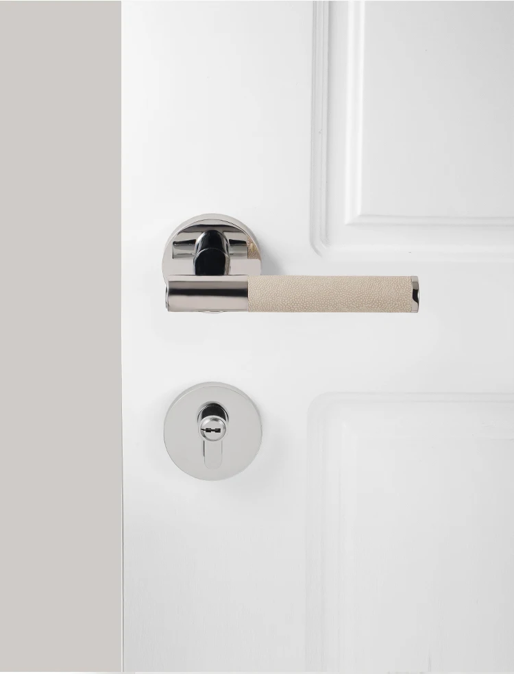 Dooroom Messing Neue Graue Lychee Haut Türschloss Set Moderne Stil Innen Schlafzimmer Badezimmer Tür Dummy Griff Hardware Türschlösser – Detail 5