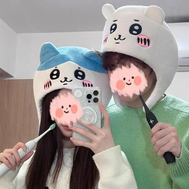 Kawaii Chiikawa Hachiware 3D Ears Hat Cartoon Anime Accessories Cosplay Plush Head Hat Photo Prop Gift