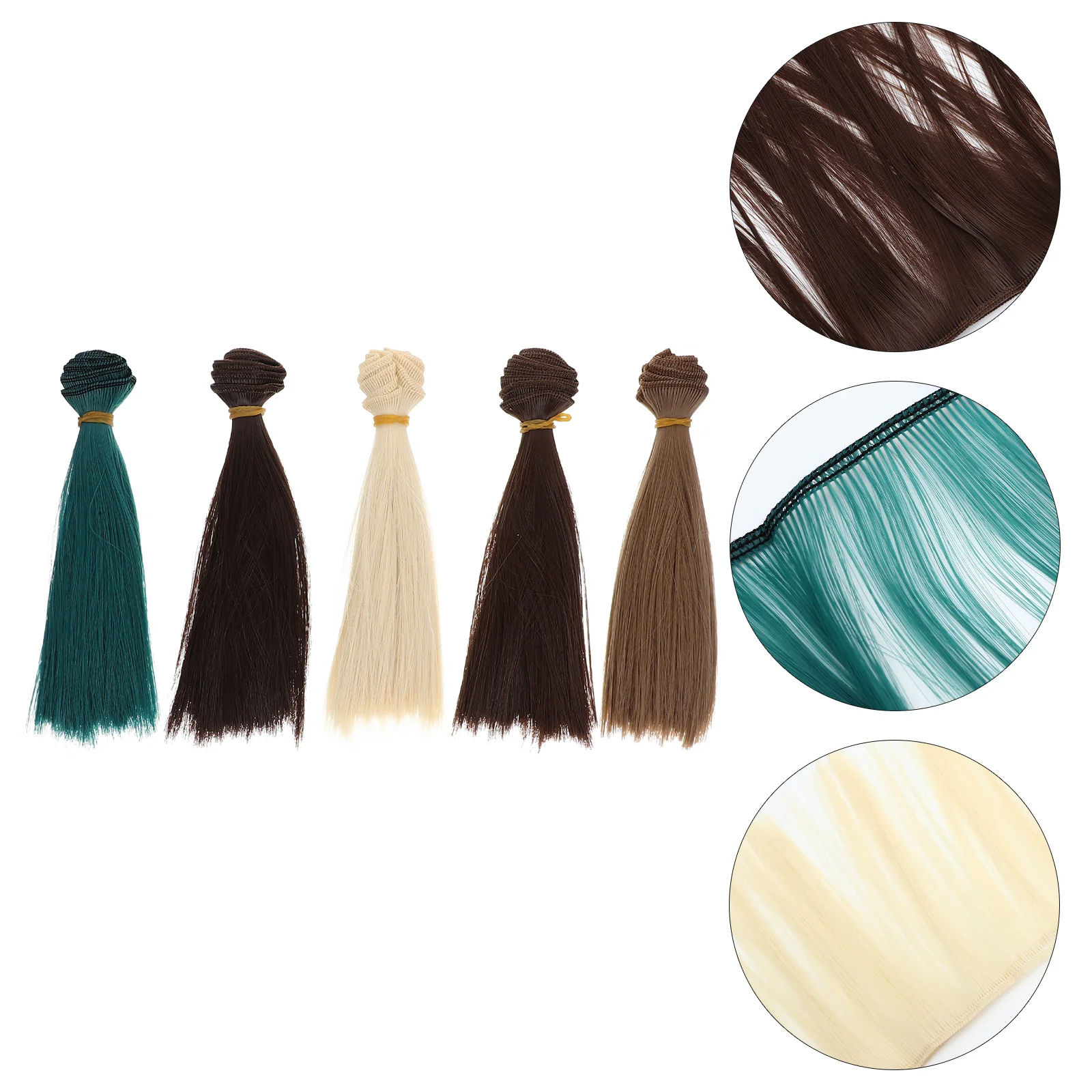 

BJD Dolls Synthetic Hair Wefts in 5 Colors for DIY Wig Making and Doll Decoration