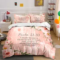 Ensemble de literie imprimé sur le thème des versets bibliques inspirants, décoration de chambre pour enfants et adultes, ensemble de literie exquis en trois pièces, cadeau 2