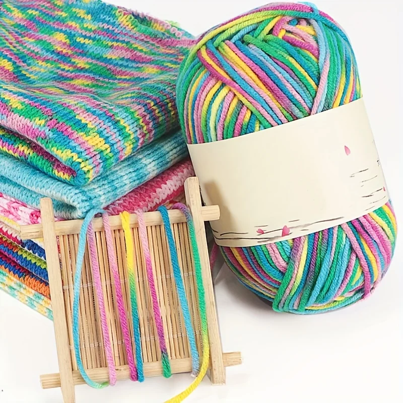 150g segmented dyed gradient colorful yarn, milk cotton, medium coarse hand woven hook, sweater, hat, scarf yarn 2