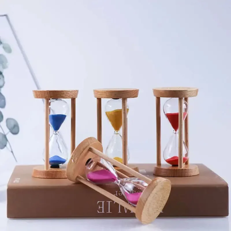 1/3/5 Minutes New Wooden Hourglass Mini Desktop Decoration Sand Clock Creative Timers Sandglass Hourglass Kitchen for Kids Gift