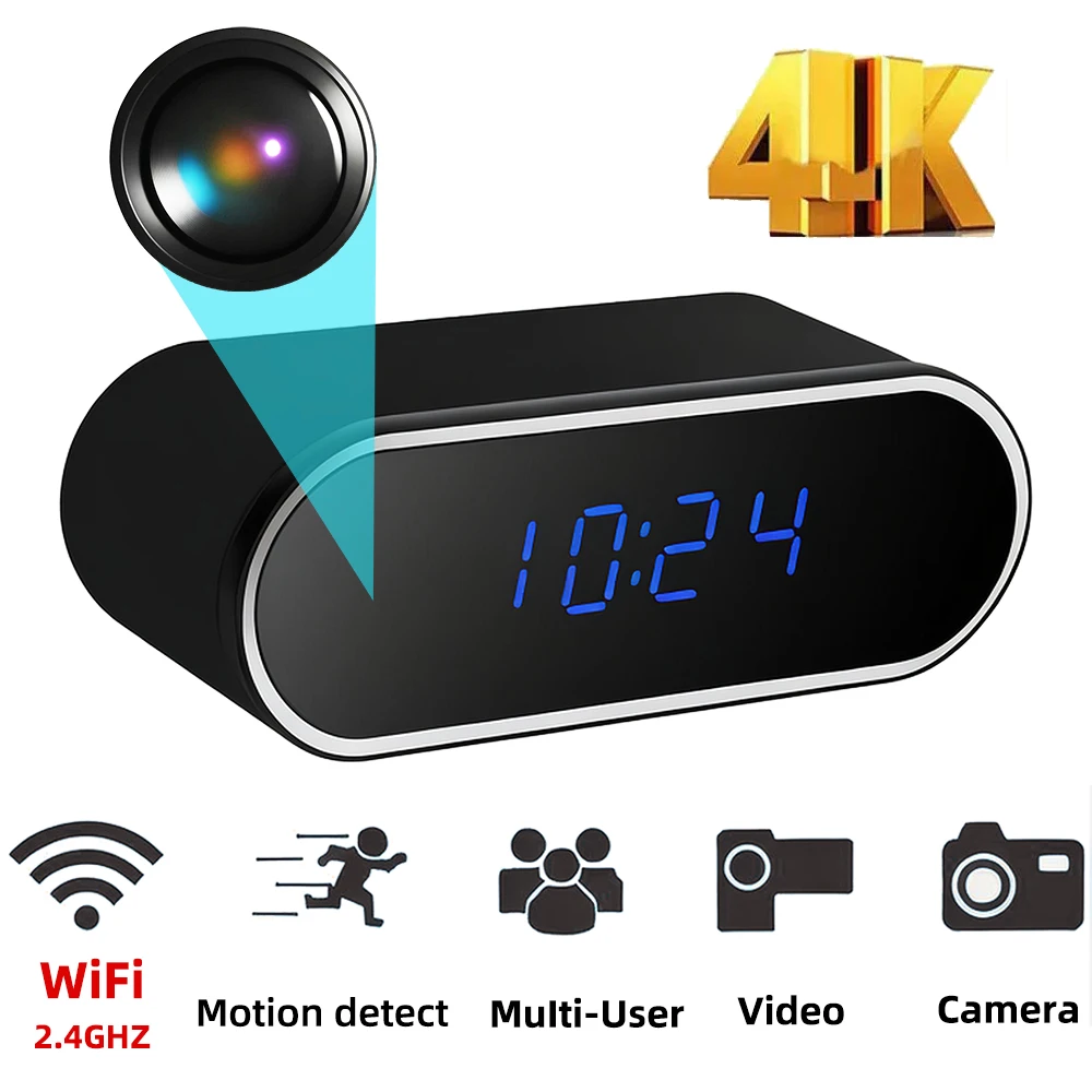 Security Camera Mini Digital Camera Mini Camera WiFi clock camera wireless IP infrared night vision video camera suitable for home and office nannies 1080P HD small cameras