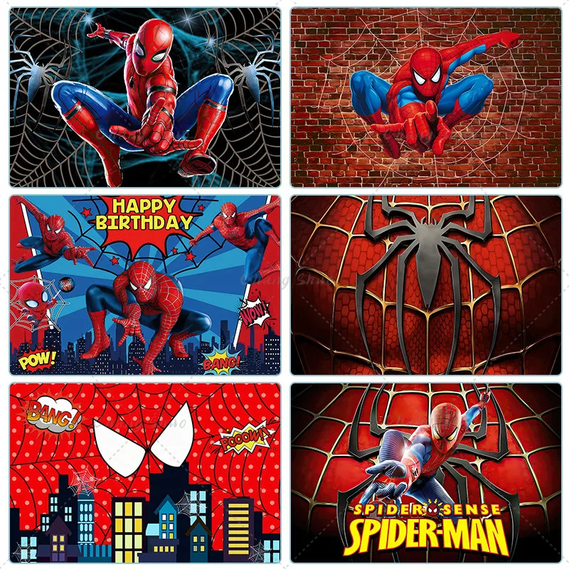 Spiderman Theme Baby Boys Birthday Party Decorations Vinyl Photography Backdrops Party Background for Photo Studio party supplies birthday backdrop party decoration party backdrop curtain