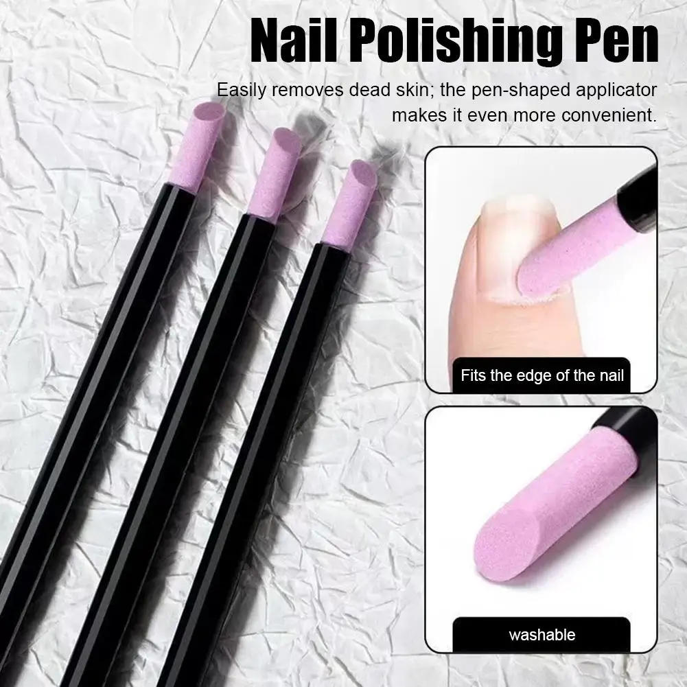 Quartz Pen Nail Cuticle Pushers Nail Polish Manicure Stick Files Grinding Pen Dead Skin Remover 1/5Pcs