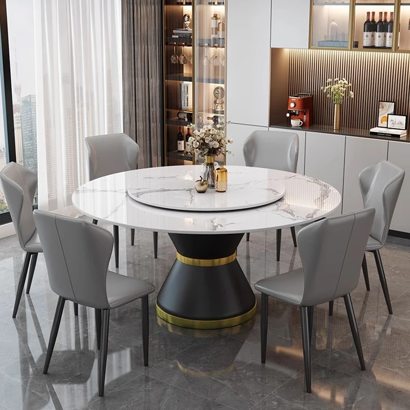 

Restaurant Luxury Dining Tables Round Marble Turntable Nordic Coffee Tables Italian Modern Mesas De Comedor Balcony Furniture