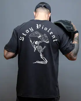T-shirt traspirante Stay Violent - Adatta per abbigliamento sportivo in puro cotone