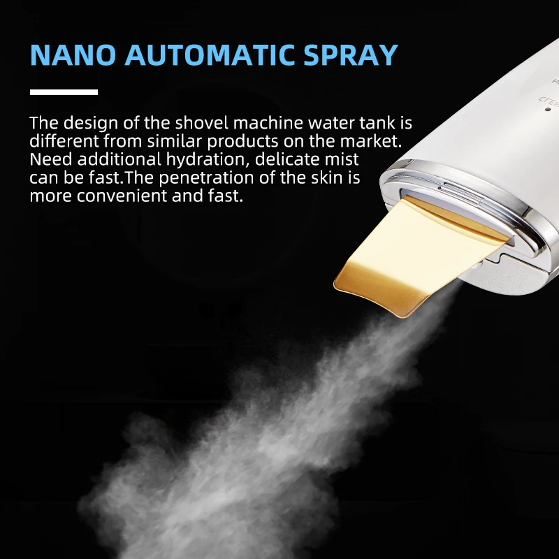 Facial skin exfoliator deep vibration cleaner scraper ultrasonic blackhead remover and facial massager make the skin clearer
