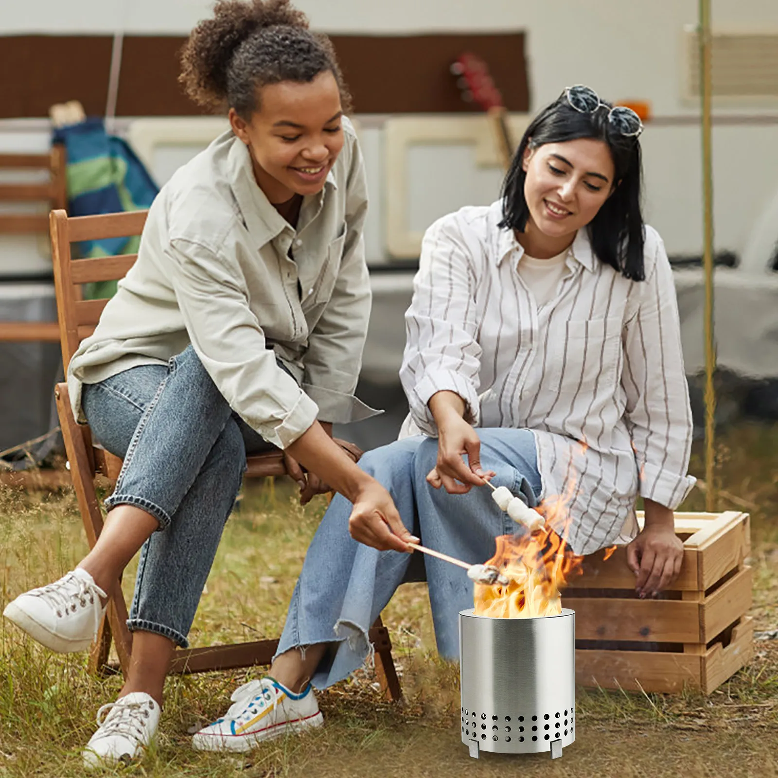Stainless Steel Stove Tabletop Fire Pit Mini Camping Stove Portable Small  Fireplace With Stand Camping Fishing Hiking Cooker - Outdoor Stove u0026  Accessories - AliExpress