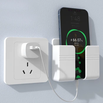 Wall Mount Mobile Phone Holder For Xiaomi Samsung Huawei Phones Charging Stand Lazy Sticky Hanging Remote Control Storage Box 1