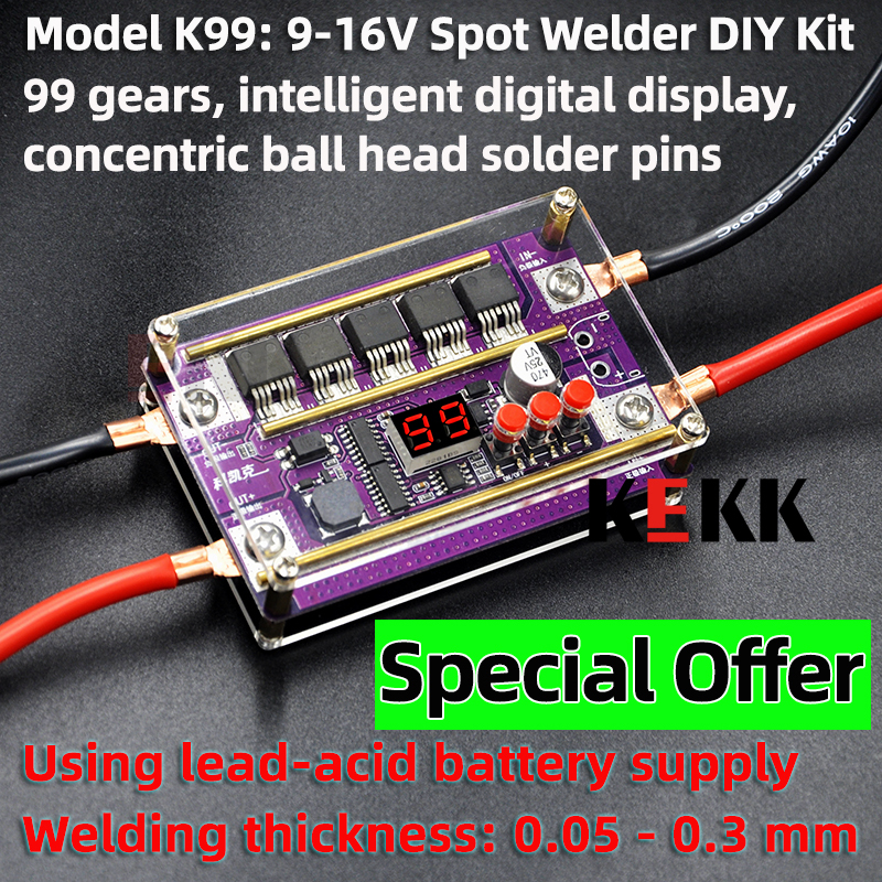 KEKK K99 Mini Spot Welder 99 Gears Mini Spots Welding Machine Control Board for 18650 Battery 0.1-0.3mm Nickel Sheet