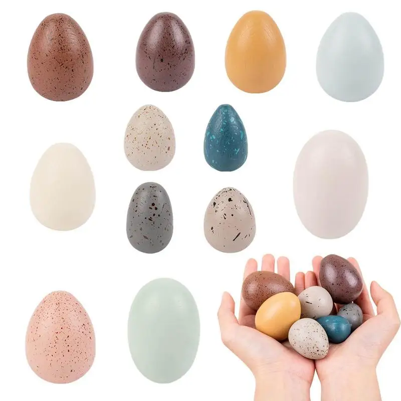 

Fake Eggs 12Pcs/set Artificial Bird Eggs Wooden Fake Easter Eggs For Children DIY Game Kitchen Craft Adornment Toy Foods