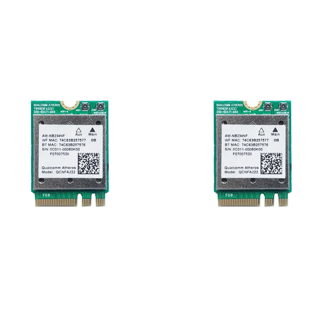 2X Qcnfa222 Aw-Nb234Nf 802.11A/B/G/N Wireless Wifi Bluetooth Card 2.4Ghz 5Ghz Wifi + Bt 4.0 Ngff Wlan