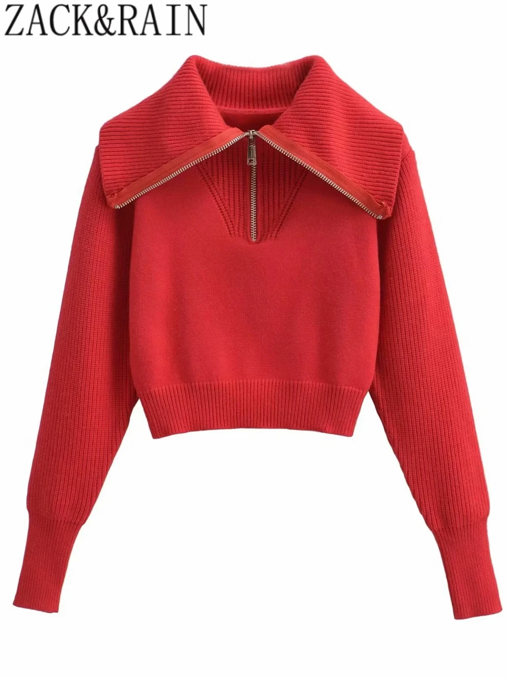 

ZACK RAIN женский Однотонный свитер 2023 осень модный Женский Повседневный тонкий пуловер на молнии с длинным рукавом для женщин шикарный трикотаж