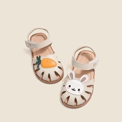 Summer Cartoon Rabbit Carrot Baby Girls Fashion Sandals Genuine leather Close toes Children's Garden Shoes Kids Beach Sandals