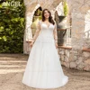 ANGEL Exquisite Plus Size Wedding Dresses 2024 A-Line O-Neck Lace Appliqued Illusion Bridal Gowns Long Sleeves Vestido de Novia 1