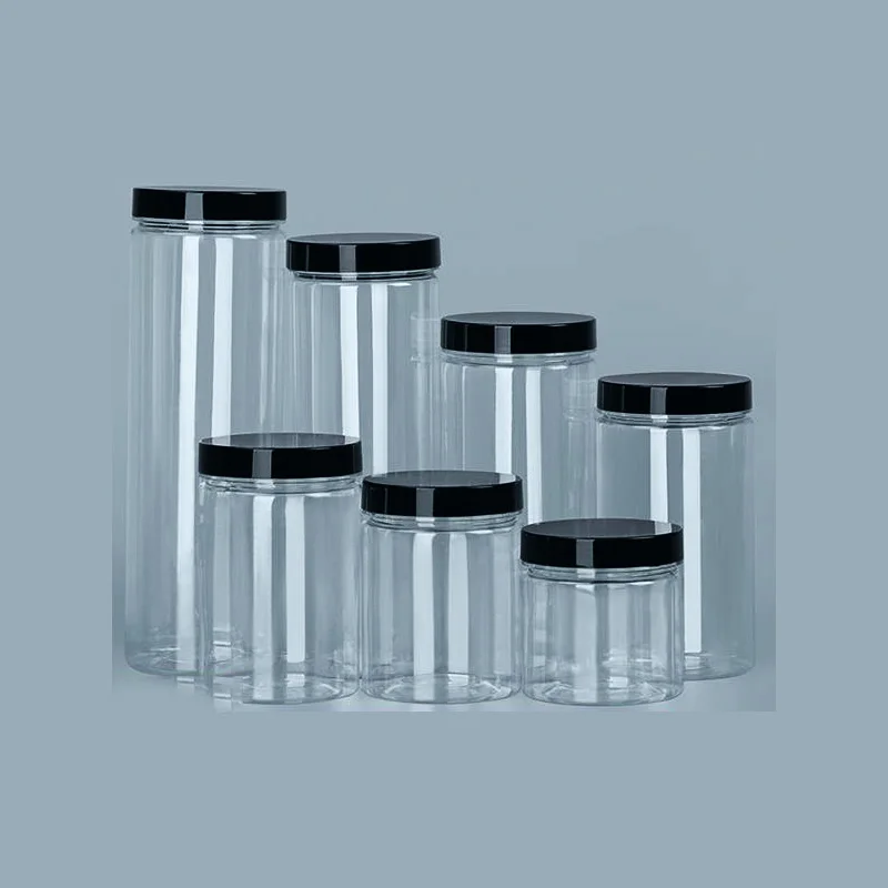Clear Sealed Can With Lid Plastic Empty Packing Bottle Circular Storage Bucket Biscuit Jar Food Grade Sealed Cans Tank Container 3
