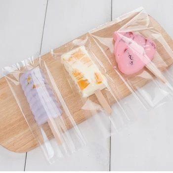 일회용 플라스틱 아이스 팝 백, 식품 등급 투명 아이스 팝시클 몰드 백, 동결 처리 보관, 100 개/세트