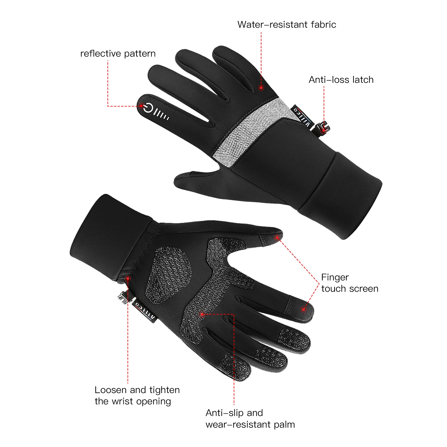 Mountaineering Hiking Camping Cycling Gloves Winter Touch Screen Bicycle Gloves Outdoor Windproof Motorcycle Warm Bike Gloves