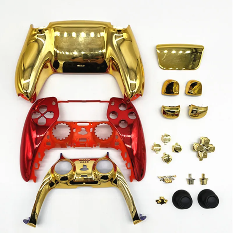 For PS5 Playstation 5 Controller DIY Full Set Custom Chrome Red Gold  Housing Shell Replacement Decoration Cover Case Faceplate - AliExpress