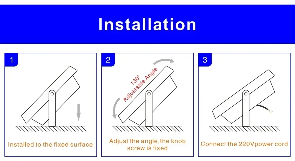 Description Picture 5 of item50W Led Flood Light AC 220V 230V 240V Outdoor Floodlight Spotlight IP65 Waterproof Reflector LED Street Lamp Landscape Lighting
