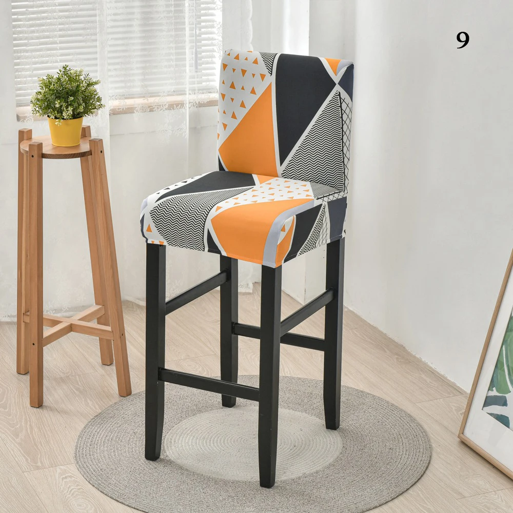Seat Protector Case Solid Color Bar Stool Chair Cover Removable Stretch Chair Slip Slipcovers Dining Room Chair Seat Case