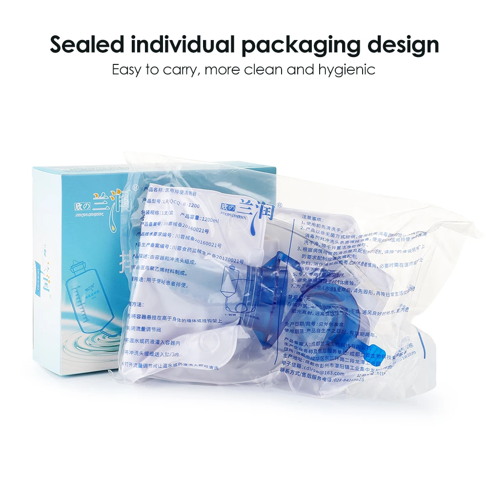 Enema irrigator Enema syringe Enema bag kit 1200ml Temperature-sensing Enema Bag Cleansing Kit Household Cleaner Flushing Bag Back Court Vaginal Irrigator Women Hygiene Car