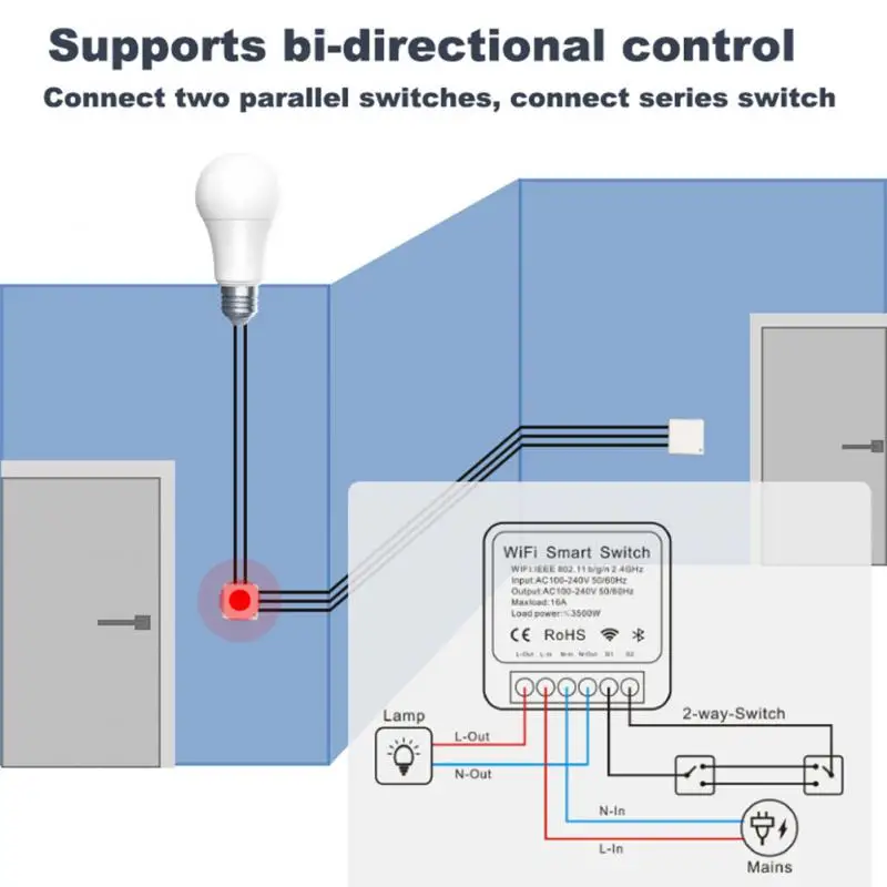 16A eWeLink Wifi MINI Smart Switch DIY 2-way Control