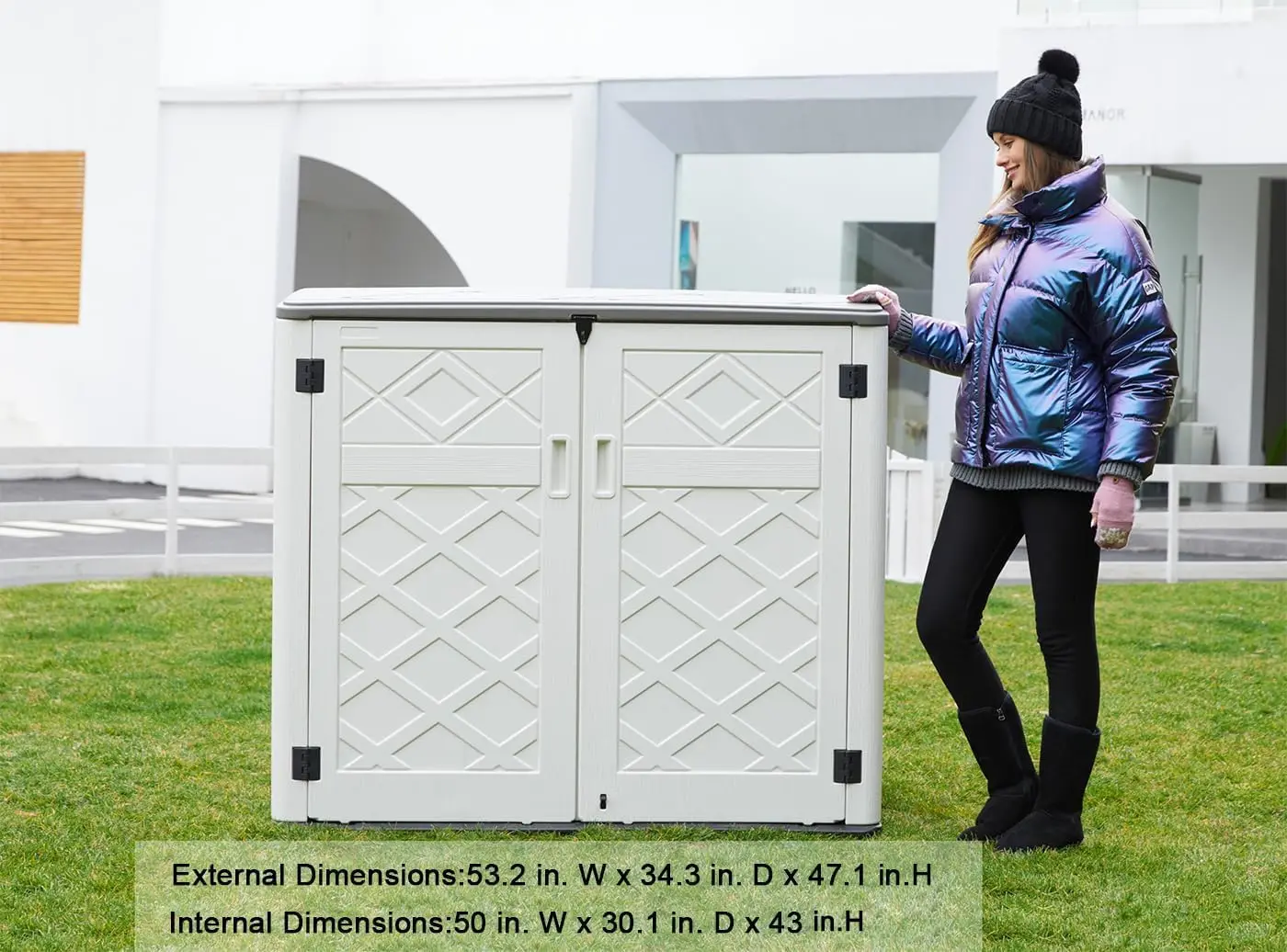Larger Outdoor Storage Shed Weather Resistance, Horizontal Storage Box Waterproof for Garden, Backyards, 48 Cu.ft Capacity 5