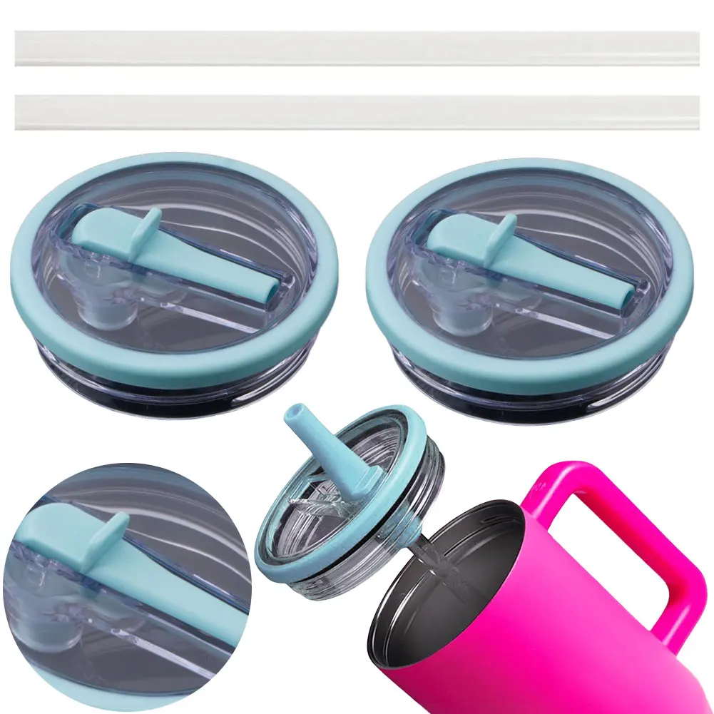 Tumbler Cover 2PCS Tumbler Cover Replacement Lids for Stanley 30Oz/40Oz Tumbler Mug Spill Proof Cup Lids Covers Dustproof Water Cups Straw Lid