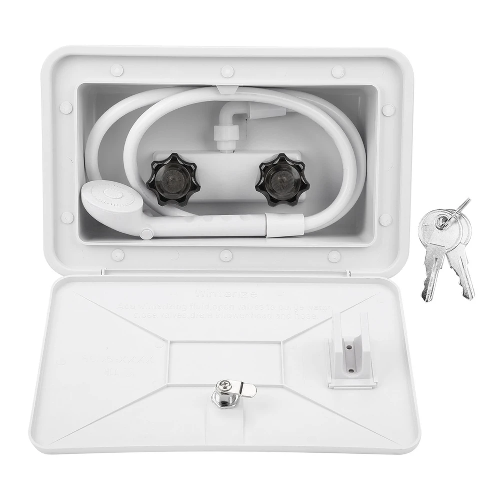 X39A-For Motorhome Boat Accessories RV Exterior Shower Box Quick Connect Sprayer & Hose Faucet Hose