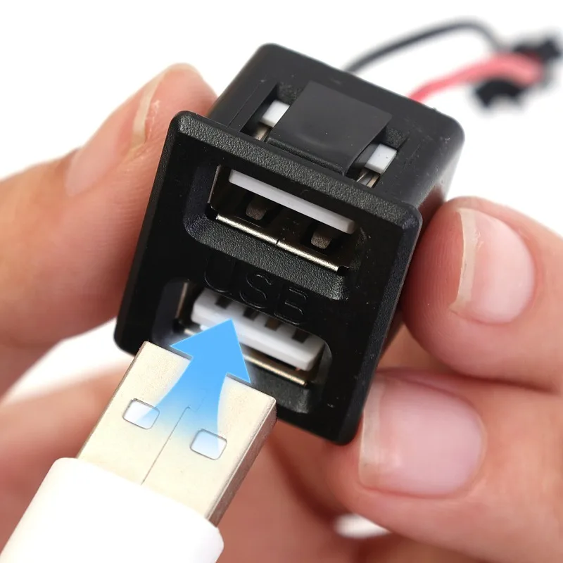 5V 2A Black Double Layer Usb Female Base Type-C Socket and Female Usb Lamp Charging Socket Power Socket with Cable Connector