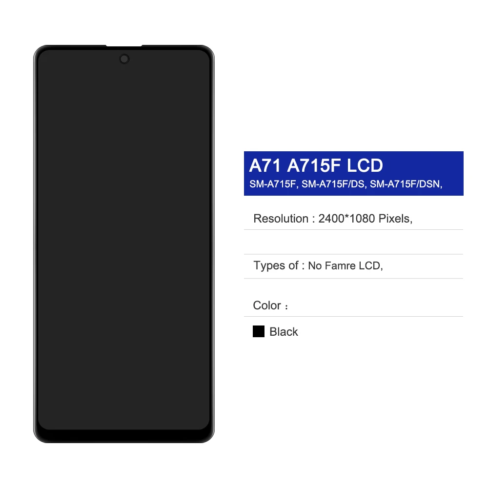 A71 Display Screen Replacement, for Samsung Galaxy A71 LCD