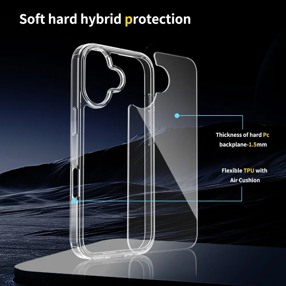 Crystal Clear Shockproof Silicone Case with Anti-Fall Acrylic Bumper