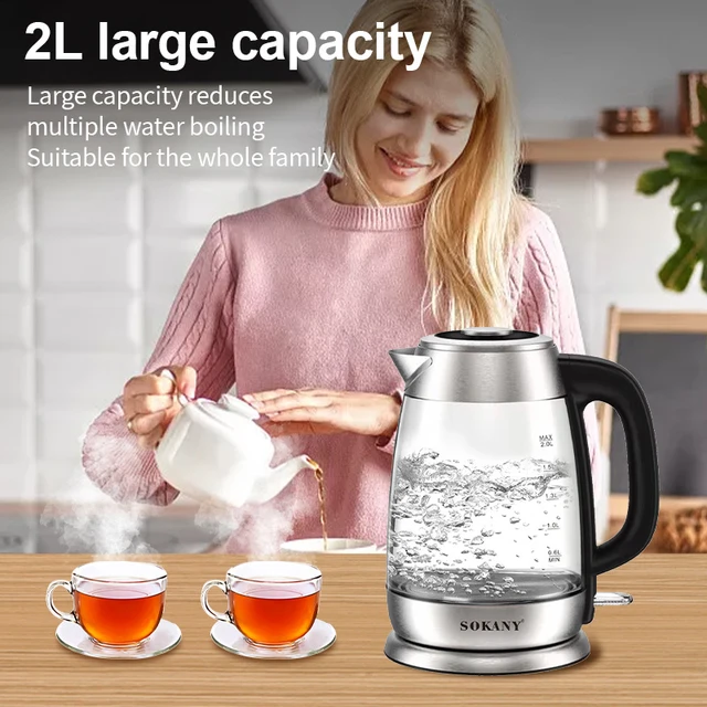 Glass Hot Water Kettle Electric For Tea And Coffee 2-liter Fast
