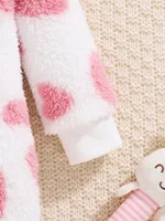 Baby autumn and winter baby long-sleeved long-legged love pattern onesie with cute hooded crawling clothes 5