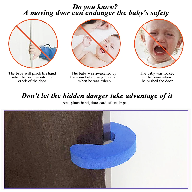 EVA C Shape Security Cabinet Locks Door Clip Baby Safety Locks Children Protection Kids Finger Safe Foam Door Stopper 5PCS