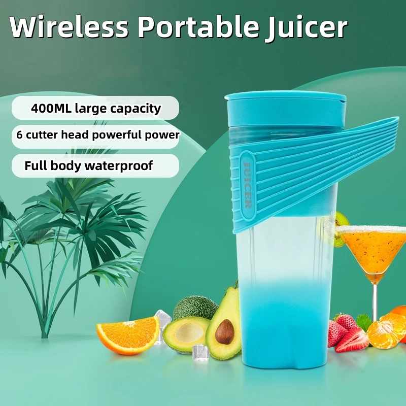 

2023New Mini Portable Blender 4000mAh Juicer 6 Blades Mixer Machine Water Cup USB Charging Smoothie Electric Juice Kitchen Home