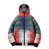 Winter Jacket Men Bandana Print Patchwork Cotton Padded Coat Thick Warm Hooded Varsity College University Outerwear New 2024 3