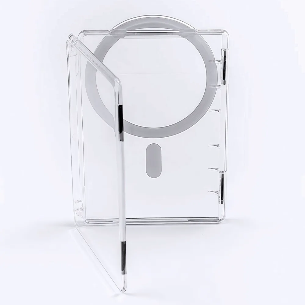 Ultra-Thin Transparent Magnetic Card Sleeve Wallet with Stand and Shockproof Case