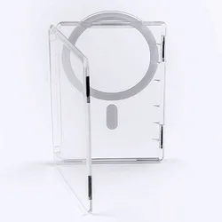 Ultra - Thin Transparent Magnetic Card Sleeve Wallet with Stand and Shockproof Case (Transparent)