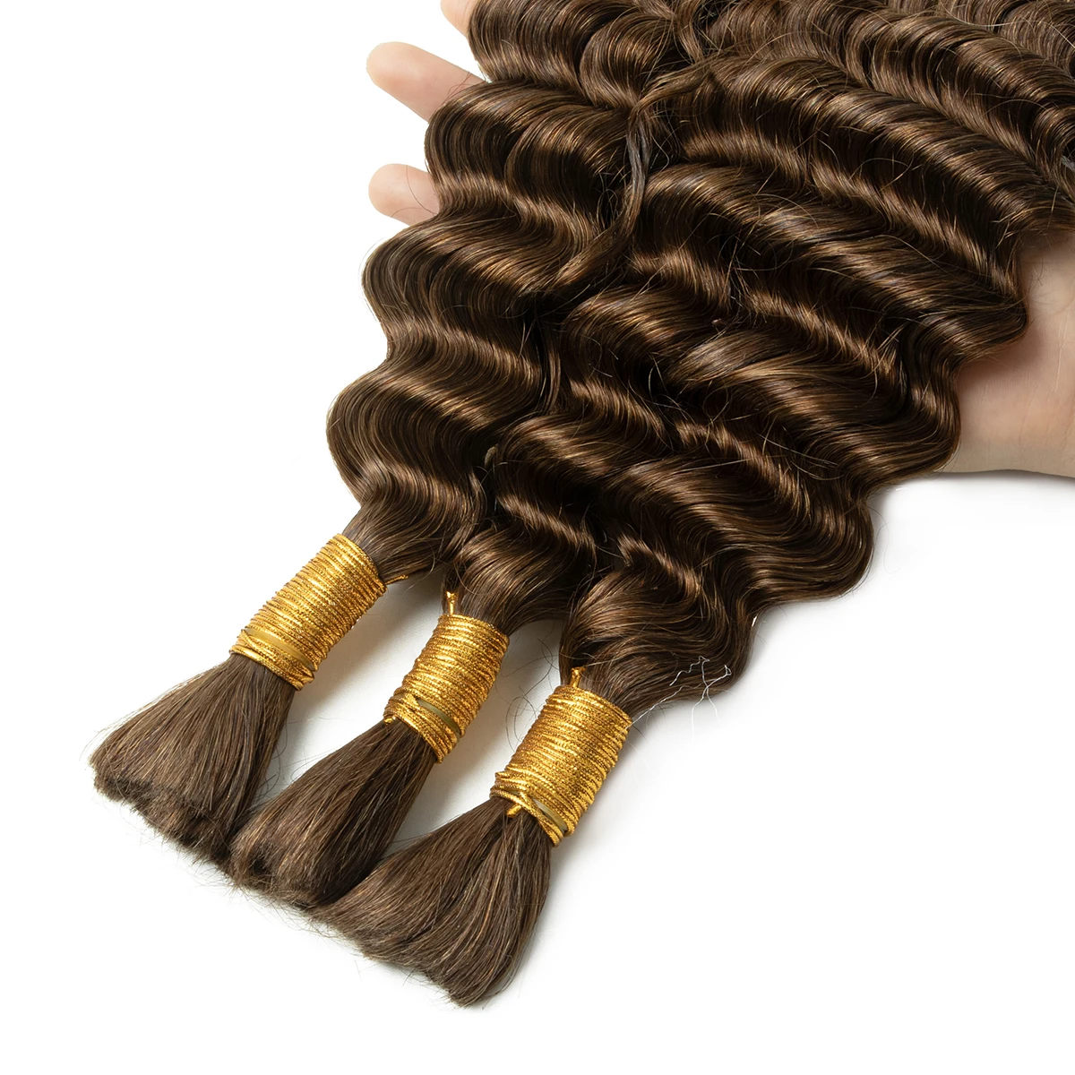 #4 Deep Wave Hair Bulk Extensions Remy Hair Bundles DIY Bulk Braiding Human 30 Inchs 50g/Pack Human For Braiding