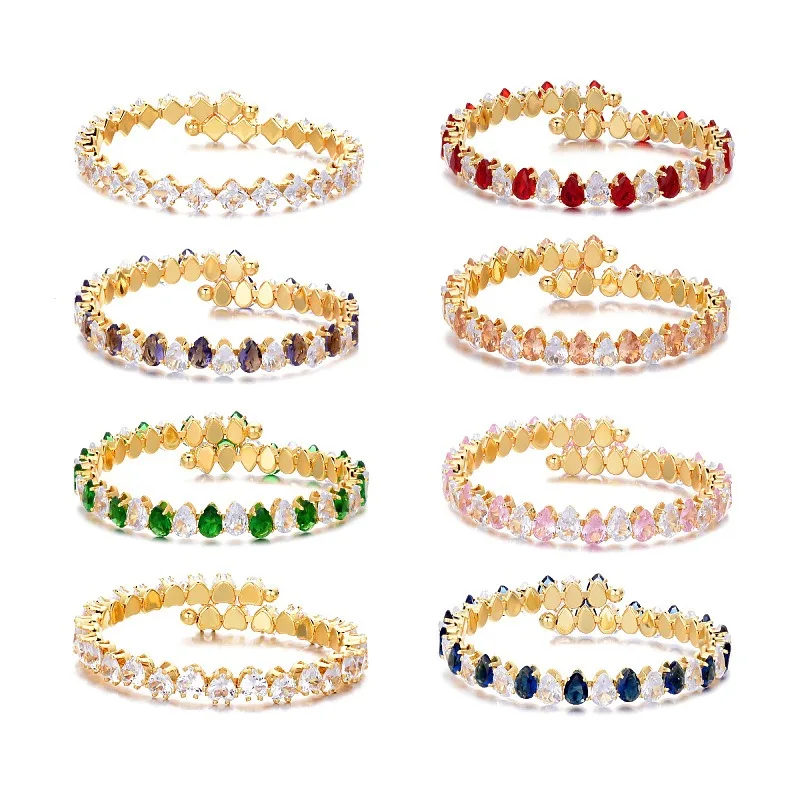 

Bracelet Female Full Diamond Color Zircon Oval Opening Fashion Personality Bracelet Light Luxury All Senior Sense Jewelry Female