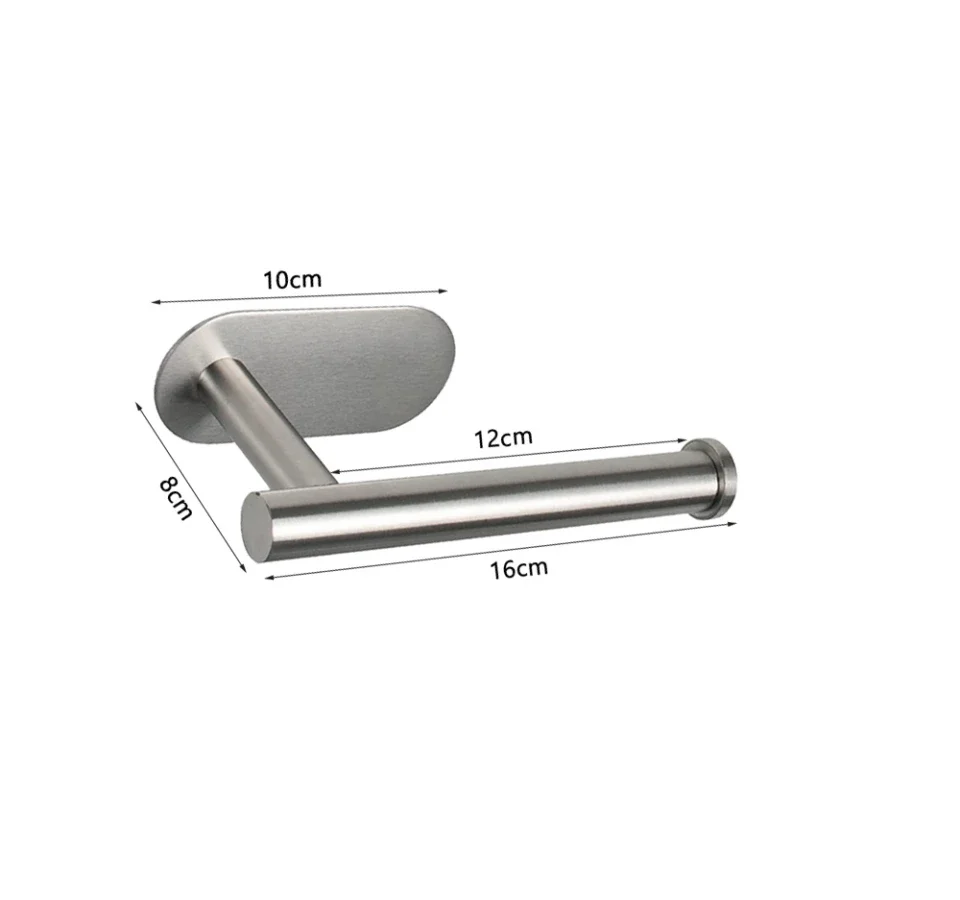 Description Picture 2 of itemNo Punching Wall Mounted Toilet Paper Holder Rustproof Anticorrosion Stainless Steel Bathroom Kitchen Roll Paper Toilet Holder