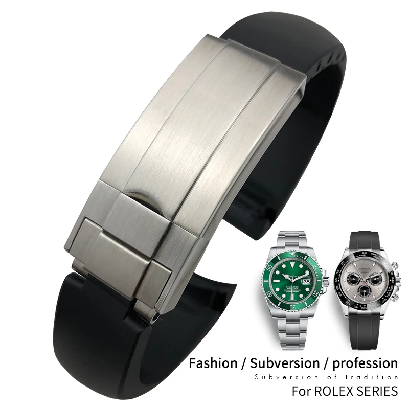 18Mm 20Mm 19Mm 22Mm 21Mm Cinturini In Gomma Siliconica Di Qualità Per Rolex Daytona Explorer Gmt Submariner Cinturino Per Orologio Fibbia Pieghevole