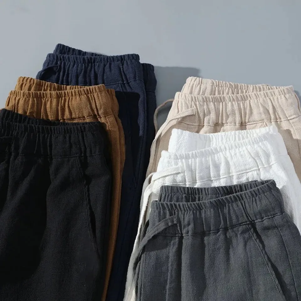 Men's Casual Cotton Linen Beach Shorts